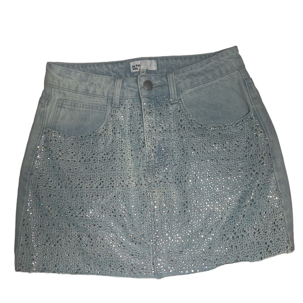 Denim mini skirt w/ bling